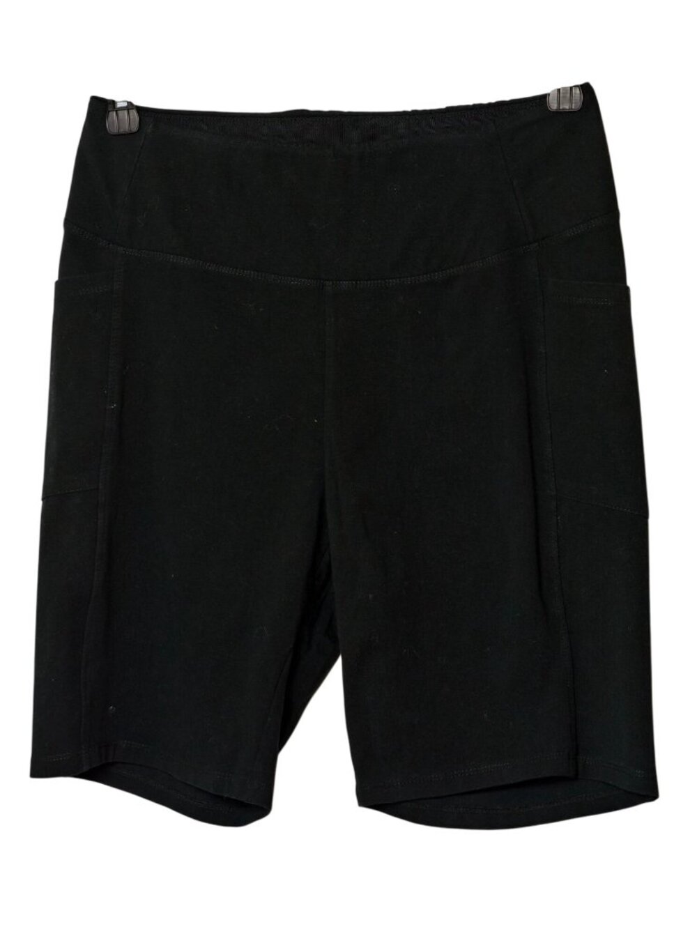 Teezher Womens L Bike Shorts Black Sculpt Stretch Pockets High Waist Athletic